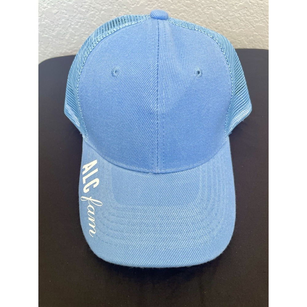 Sky Blue Trucker Hat Canvas Mesh Snapback Cap ALC Fam Custom Style NWOT